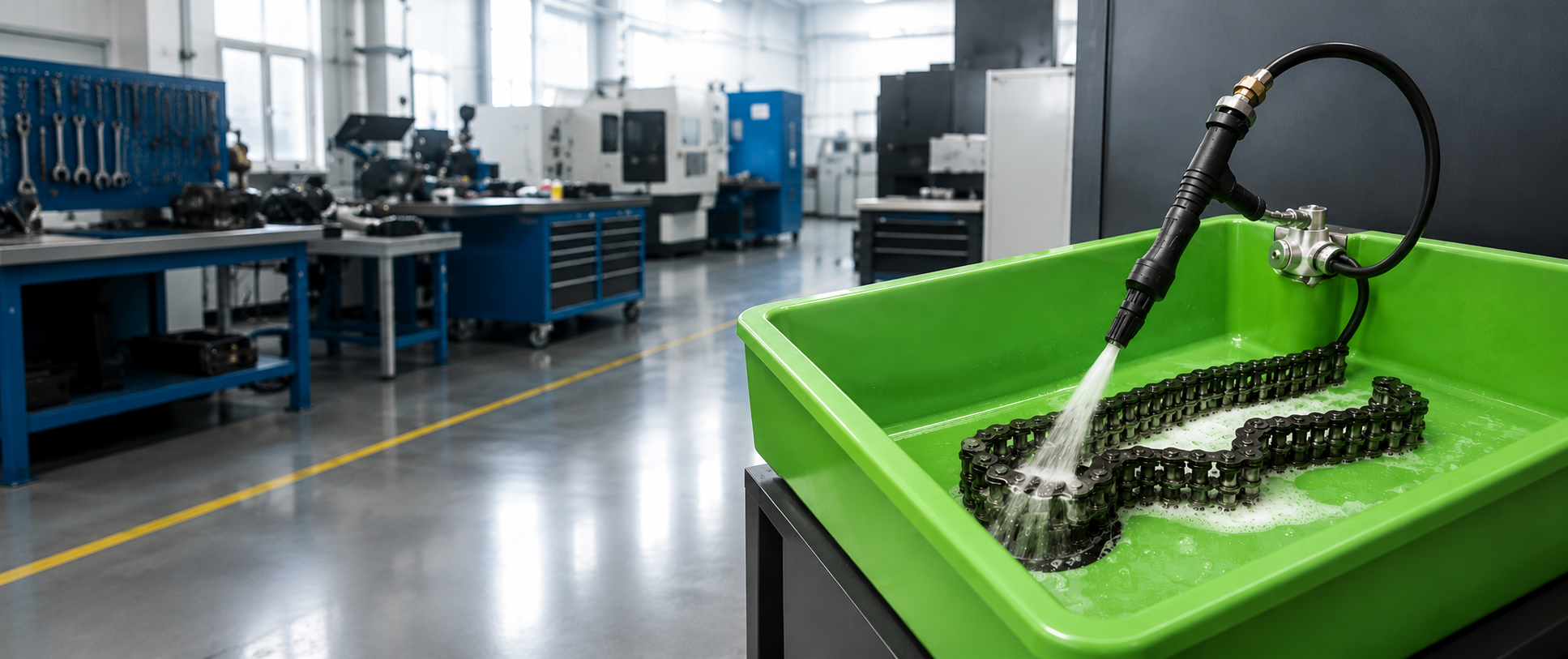 Industrial cleaning in a modern workshop